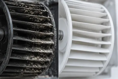 Turbina inainte si dupa curatare